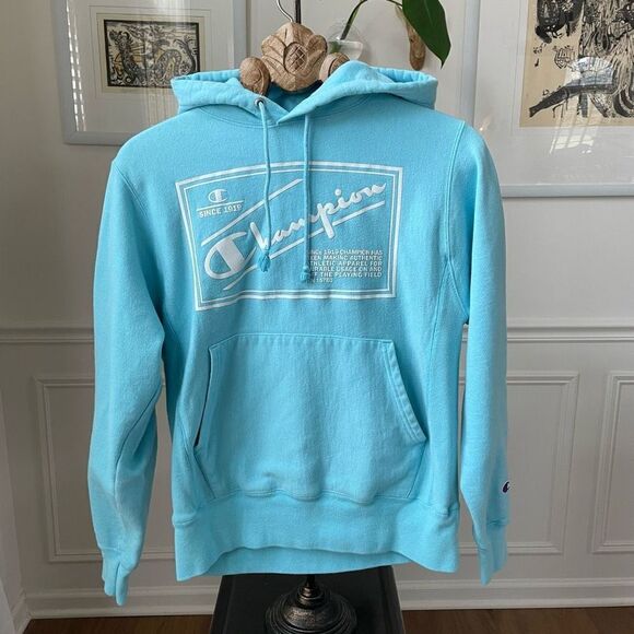 Champion Light Blue Pullover Hoodie Sweatshirt S - Picture 2 of 7